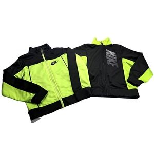 Nike Zip Up Athletic Sport Track Jacket Lot of 2 Yellow Black Boys 4T Toddler